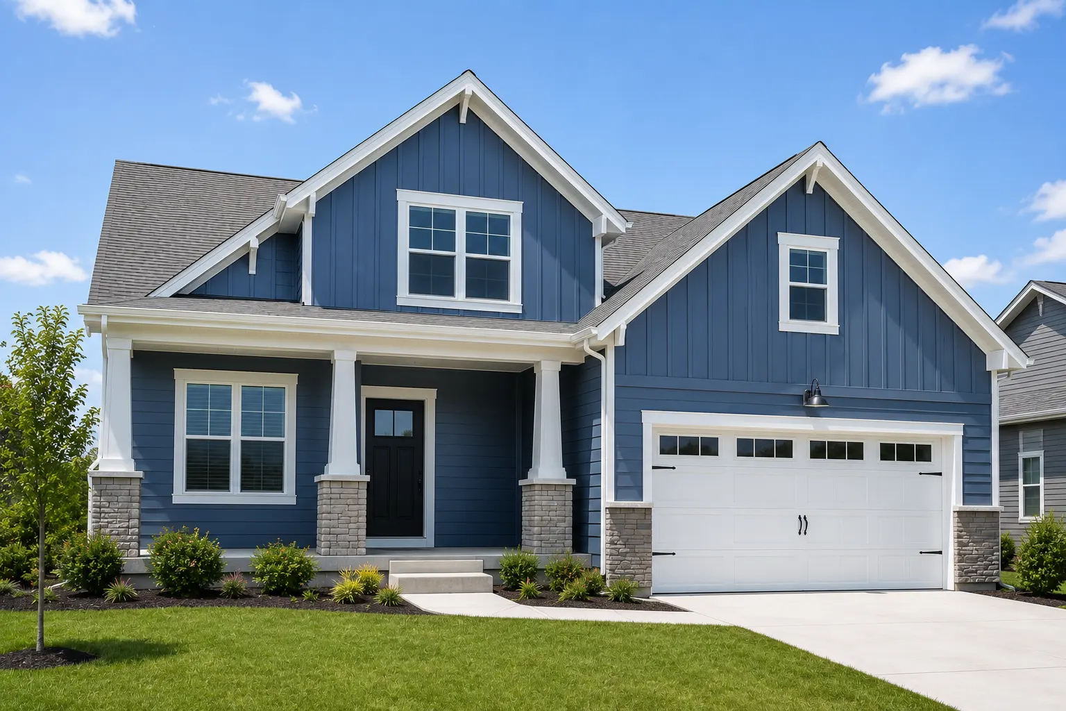 Modern home exterior with new siding